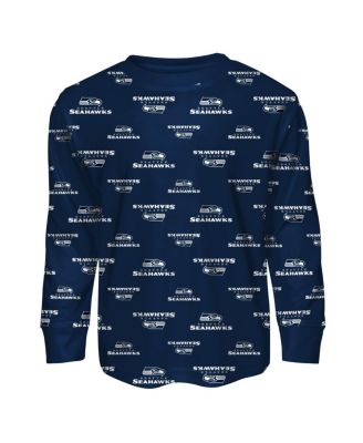 Preschool 2-Piece College Navy Seattle Seahawks All-Over-Print Long Sleeve T-Shirt and Pants Sleep Set