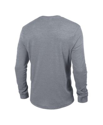 Men's Heather Gray St. Louis Blues Tri-Blend Dual-Stripe Long Sleeve T-Shirt