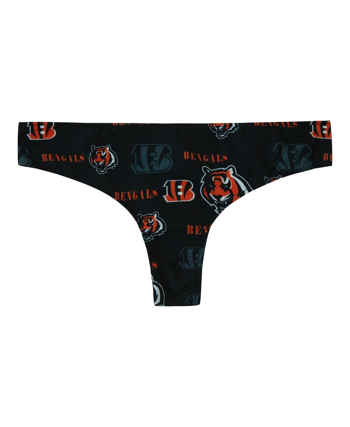Concepts Sport Women's Black Cincinnati Bengals Mosaic All Over Print Thong In Black