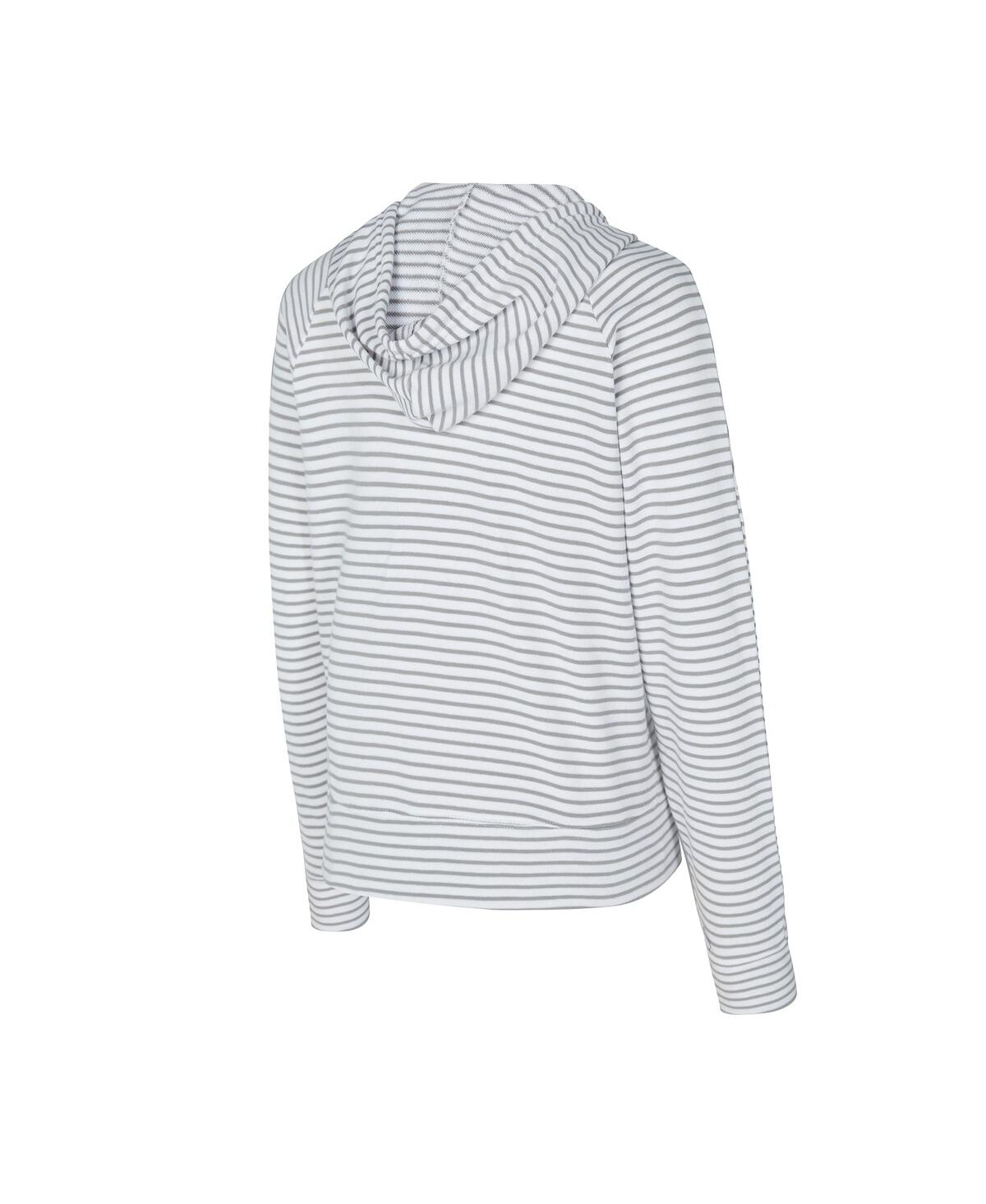 Concepts Sport Women's White/gray Los Angeles Dodgers Liftoff Striped V-neck Hoodie In White