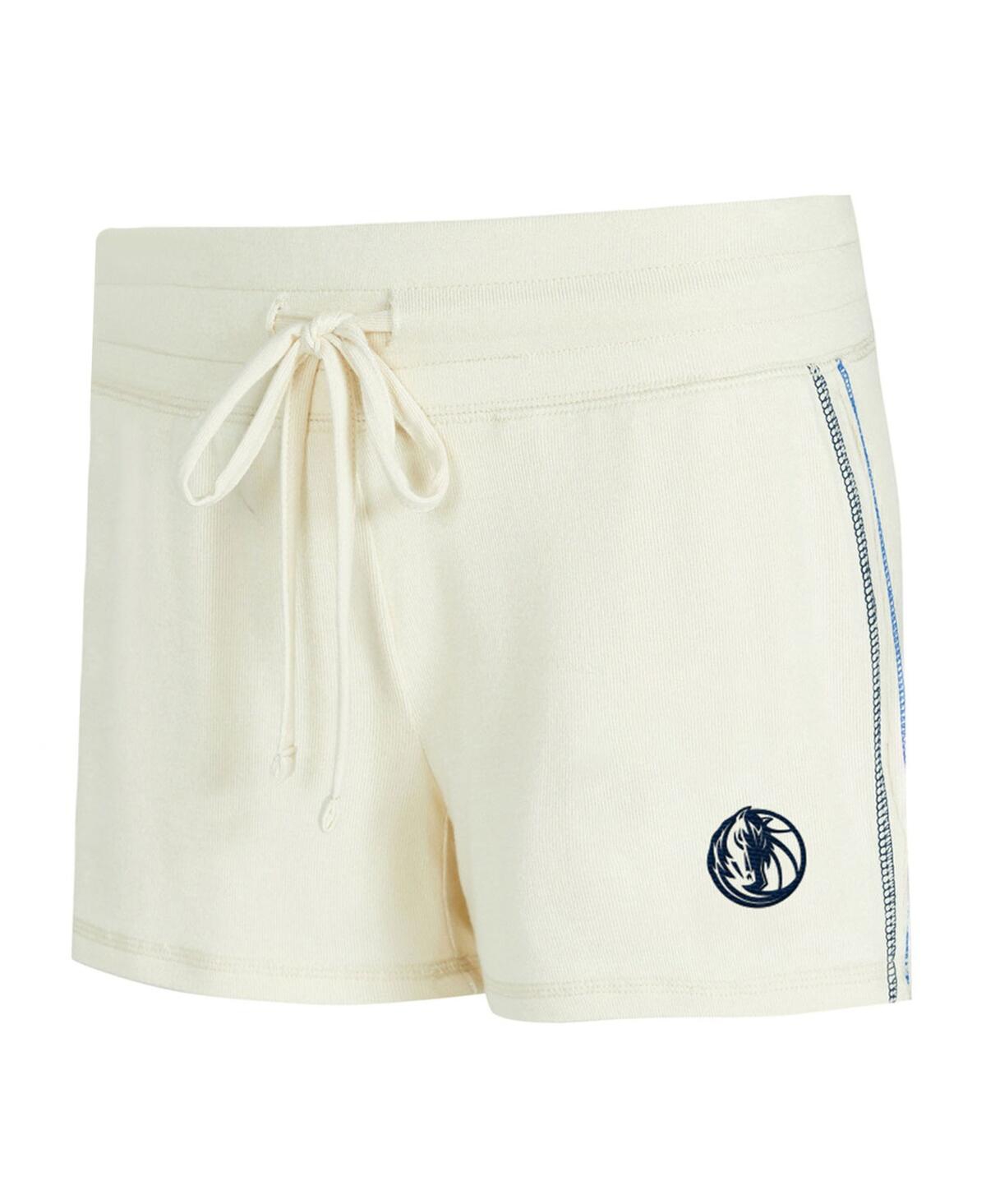 Concepts Sport Women's 2-piece Cream Dallas Mavericks Kaki Hacci Knit Long Sleeve Top And Shorts Set In White