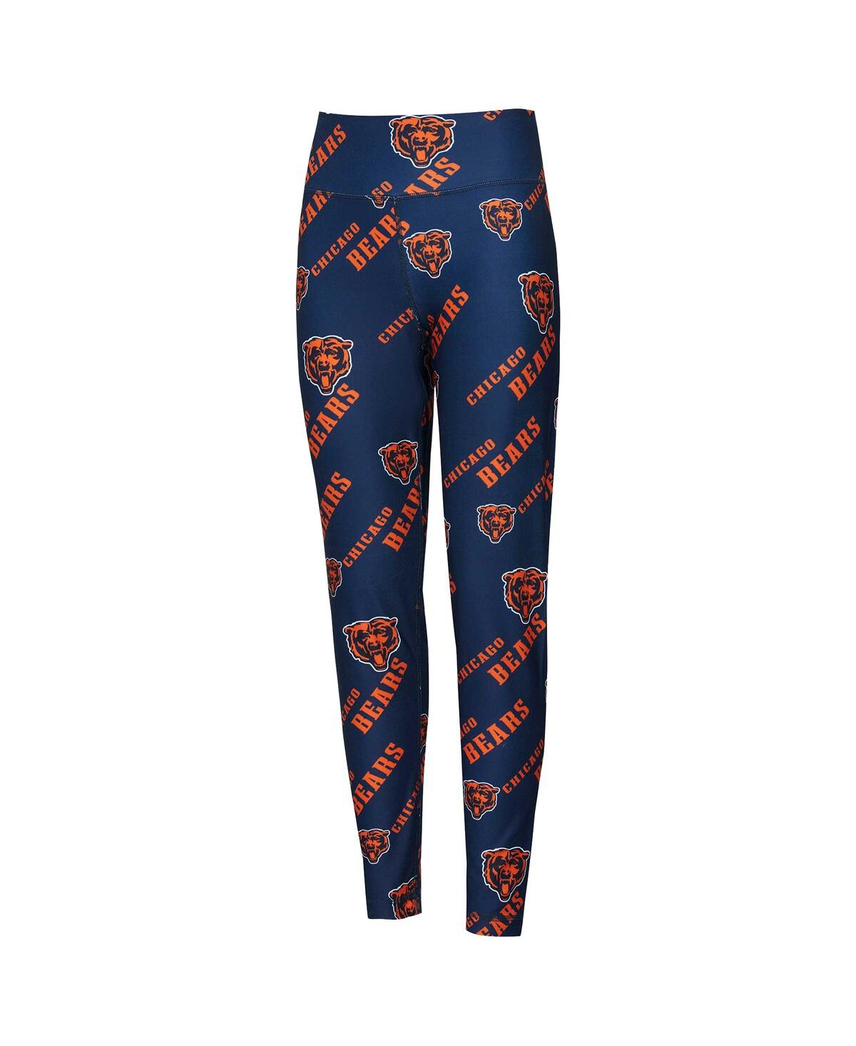 Concepts Sport Women's Navy Chicago Bears Breakthrough Allover Print Knit Sleep Leggings In Blue