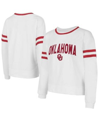 Concepts Sport - Women's White Oklahoma Sooners Borough French Terry Arch Over Long Sleeve Top