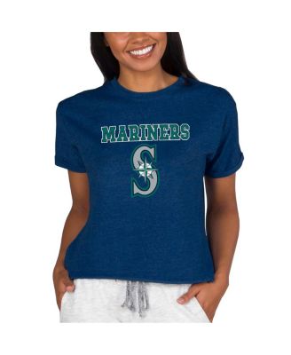 Concepts Sport - Women's Navy Seattle Mariners Tri-Blend Mainstream Terry Short Sleeve Sweatshirt Top