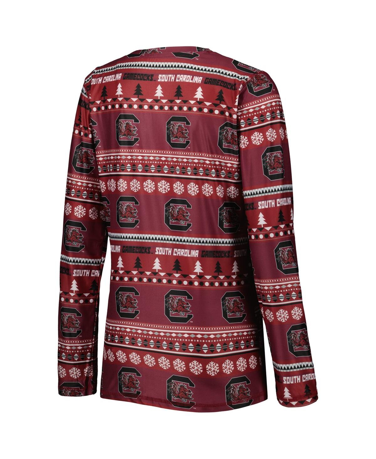 Concepts Sport Women's 2-piece Garnet South Carolina Gamecocks Holiday Long Sleeve Top And Pants Sleep Set In Burgundy