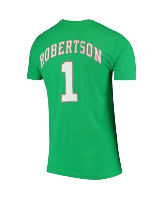Men's Oscar Robertson Green Milwaukee Bucks Hardwood Classics Stitch Name Number T-Shirt