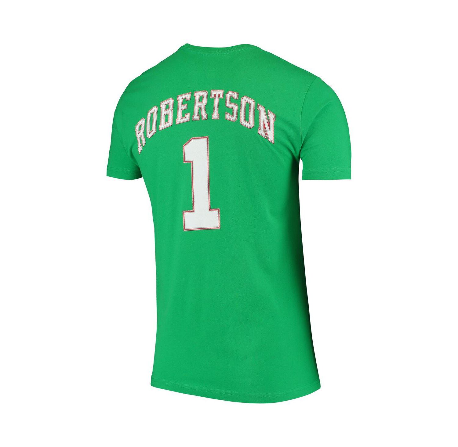 Men's Oscar Robertson Green Milwaukee Bucks Hardwood Classics Stitch Name & Number T-Shirt