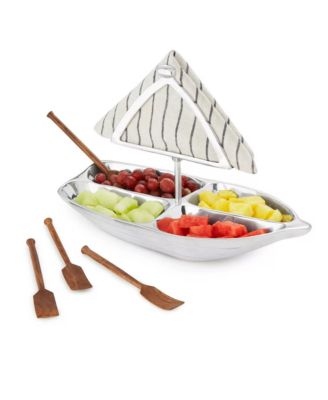 Rowboat Aluminum Serving Bowl With Napkin Holder