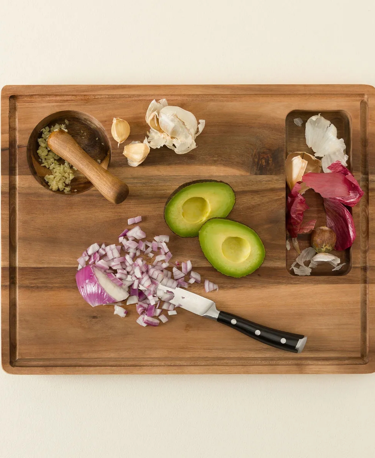 Uncommon Goods Kitchen Wiz Acacia Wood Cutting Board