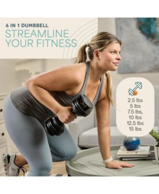 15Lbs Adjustable Dumbbells - 6-in-1, Compact, Quick Adjust for Full Body Home Gym Fitness