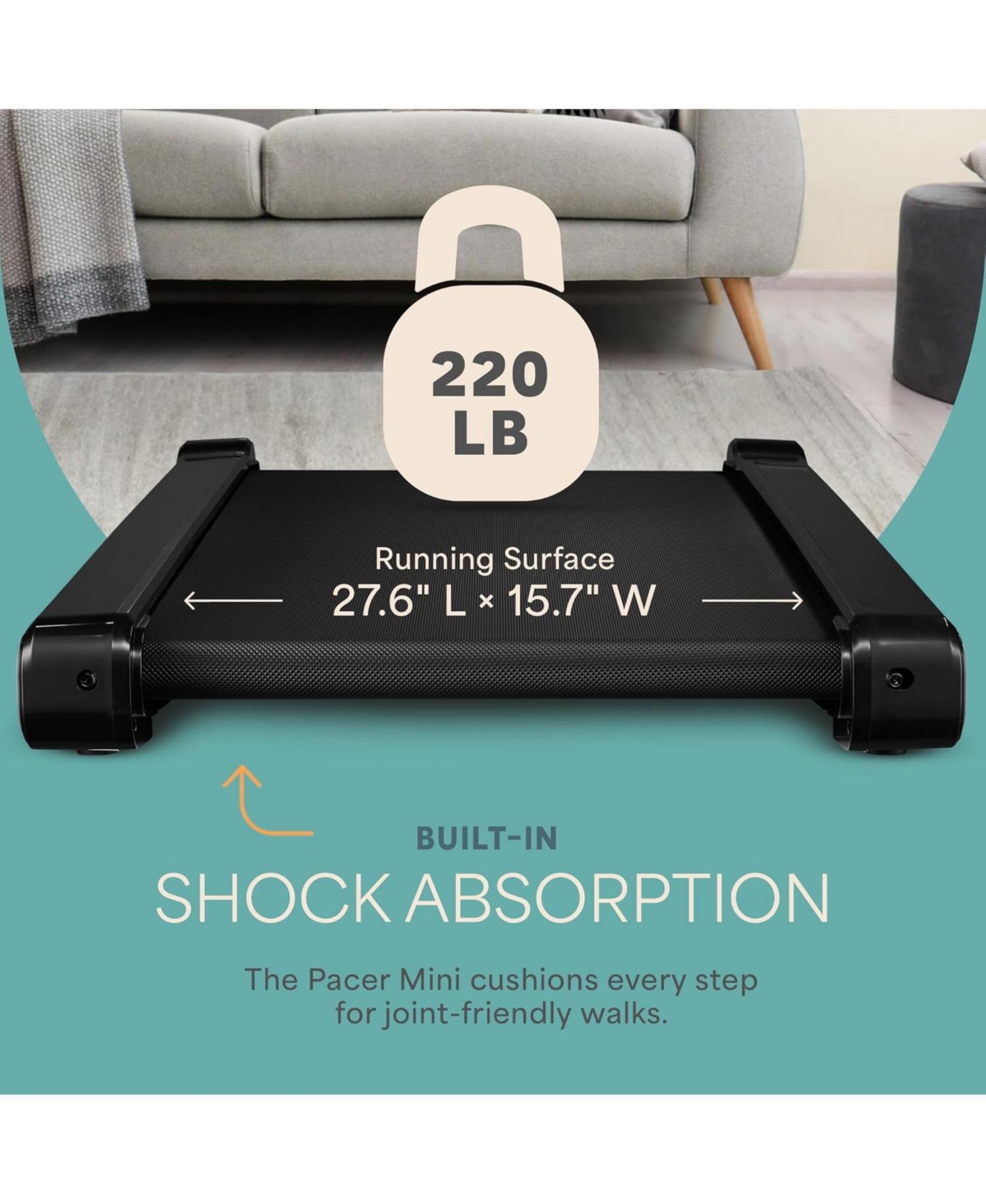 LifePro 30in Portable Under Desk Mini Treadmill – Compact Walking Pad, Max 3 Mph, 220Lbs Capacity