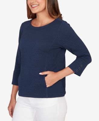 Petite Abstract Textured Pucker Knit Boxy Top