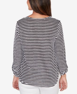 Petite Mitered Scallop Stripe Tunic Top