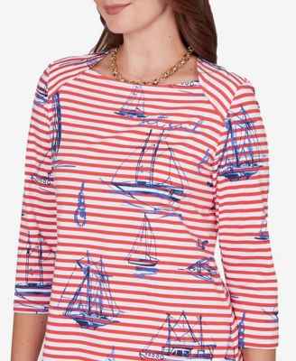 Petite Striped Sailboat Knit Top