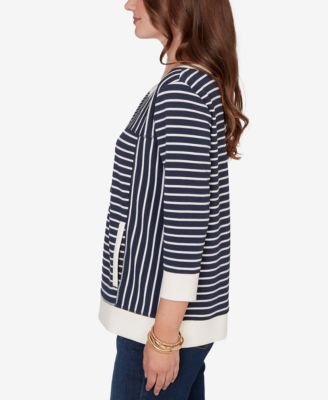 Petite Striped Popover Pocket Top