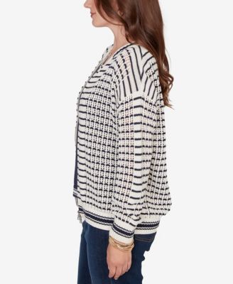 Petite Mesh Stitch Zip Sweater Jacket