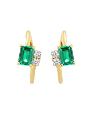 Lab-Grown Ruby (1-1/3 ct. t.w.) & White Sapphire (1/5 ct. t.w.) Earring in 14k Gold Over Sterling Silver (also in Emerald & Sapphire)