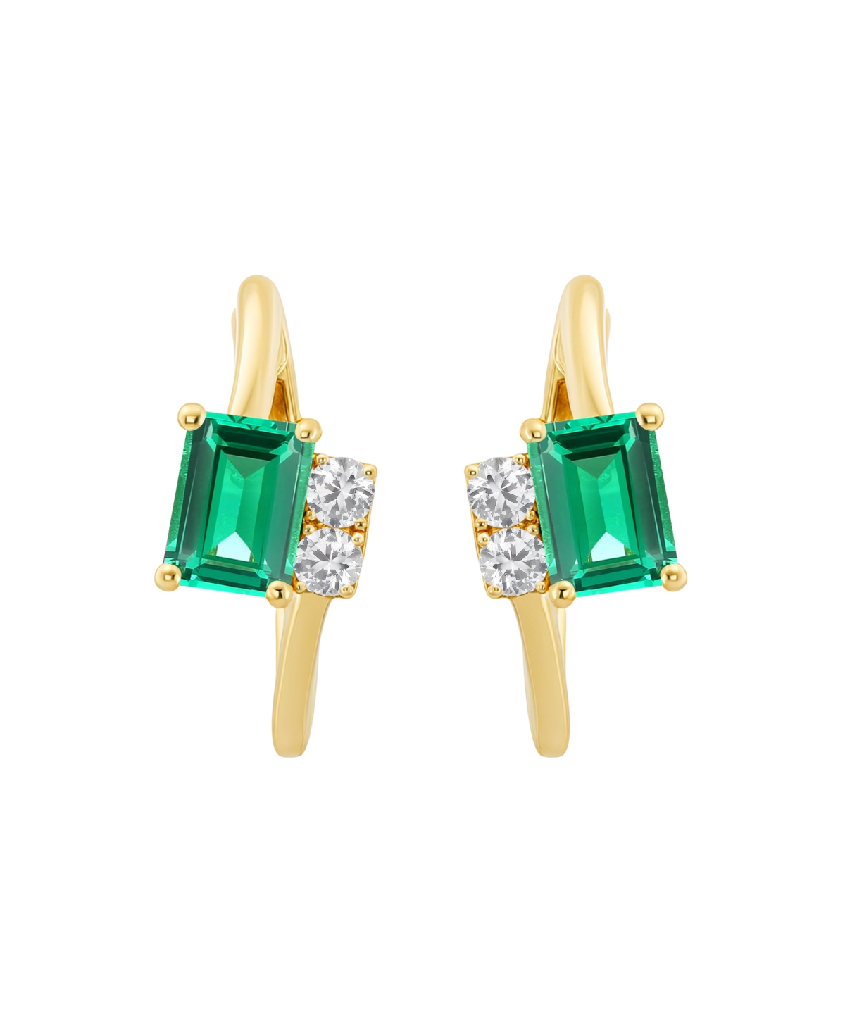 Macy's Lab-grown Ruby (1-1/3 Ct. T.w.) & White Sapphire (1/5 Ct. T.w.) Earring In 14k Gold Over Sterling Si In Green