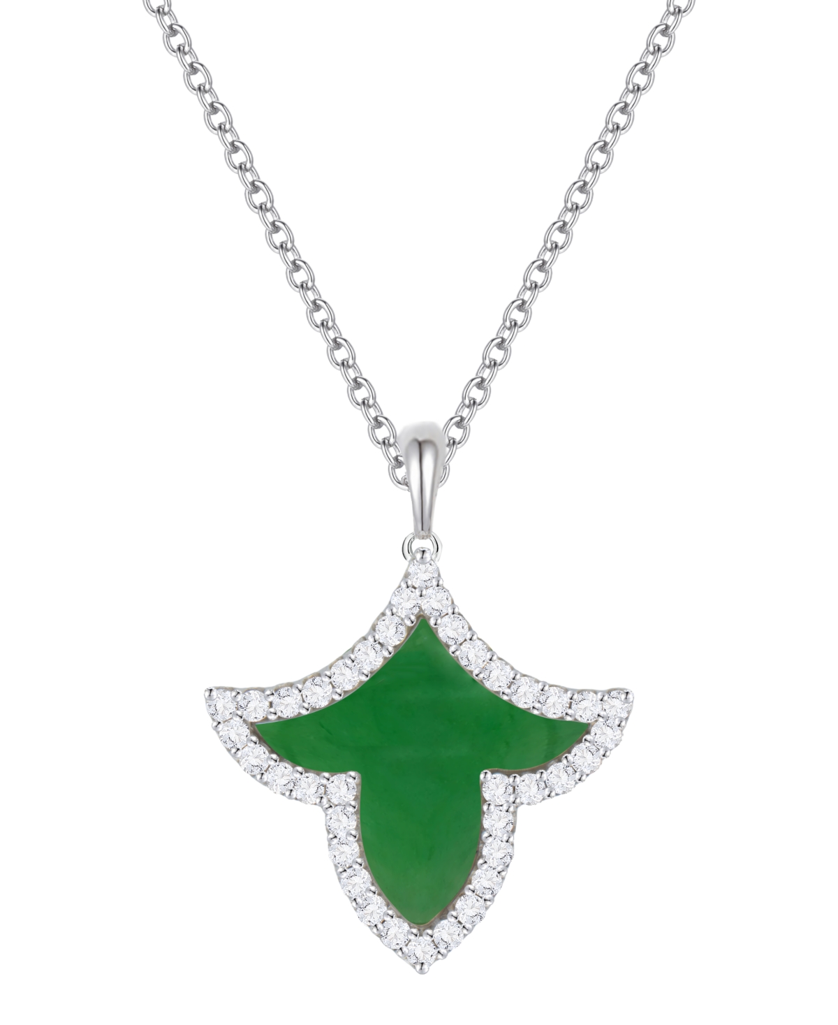 Macy's Onyx Inlay (3/4 ct. t.w.) & Lab-Grown White Sapphire (1/3 Pendant Necklace Sterling Silver (also Jade Inlay)