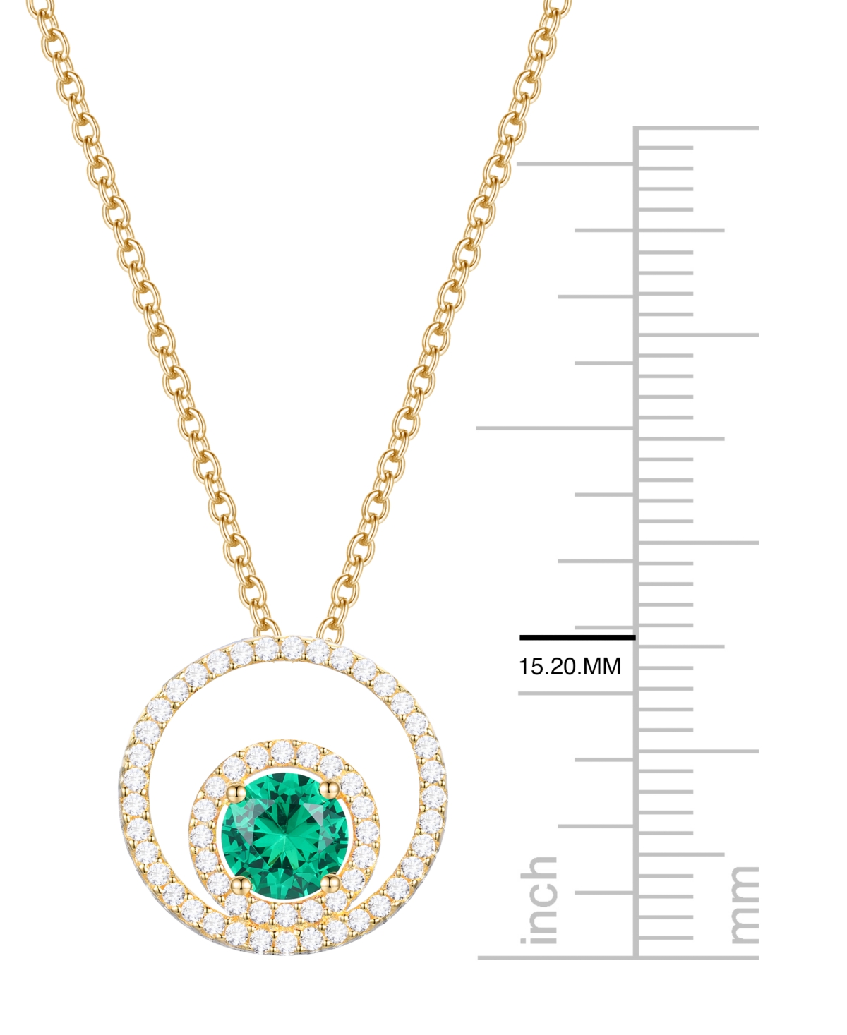 Macy's Lab-Grown Sapphire (1 ct. t.w.) & White (1/3 Pendant Necklace 14k Gold Over Sterling Silver (also Ruby Emerald)