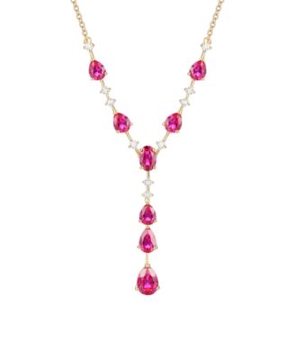 Blue Topaz (1/2 ct. t.w.) & Lab-Grown White Sapphire (1/2 ct. t.w.) Pendant Necklace in 14k Gold Over Sterling Silver (also in Ruby & Sapphire)