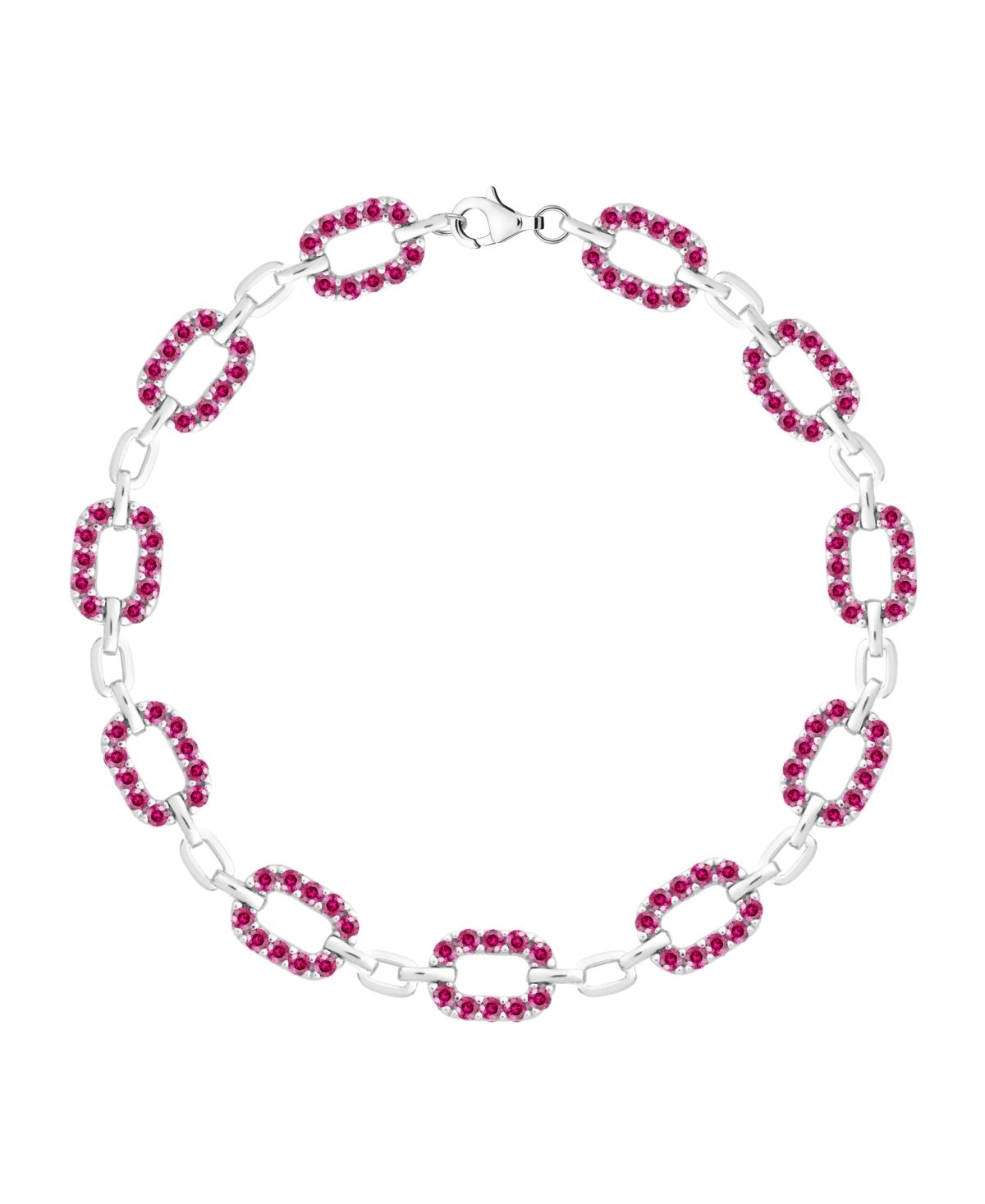 Macy's Lab-grown Ruby (2 Ct. T.w.) Bracelet In Sterling Silver (also In Sapphire) In Metallic