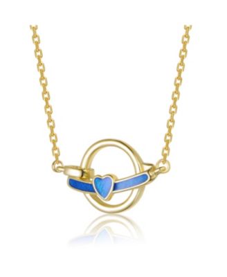 Kids 14K Gold Plated Intertwined Rings & Enamel Heart Necklace