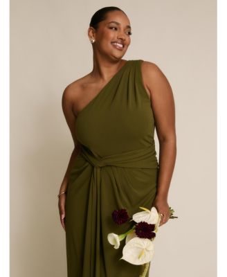 Women's One Shoulder Drape Stretch Bridesmaid Dress