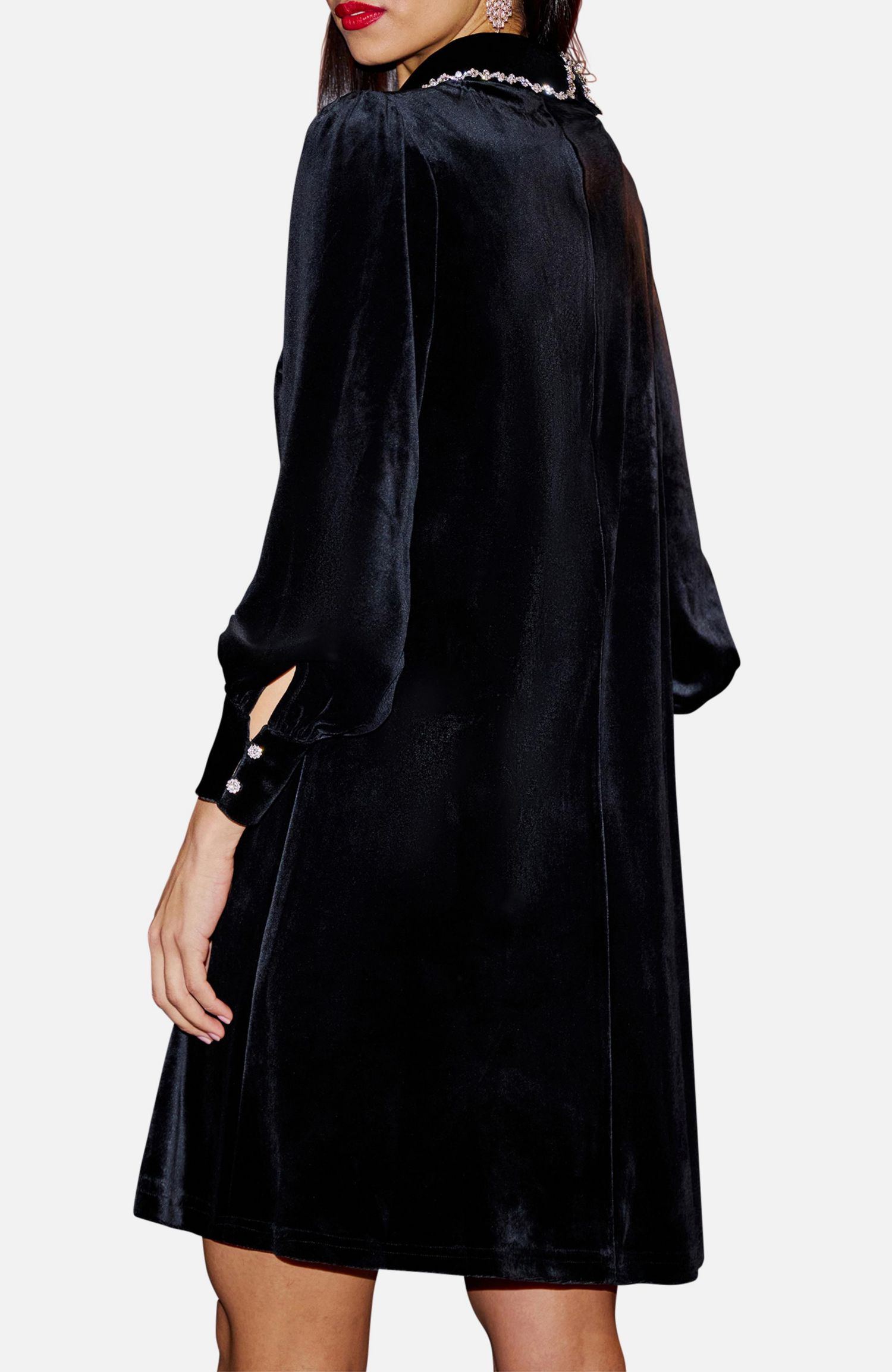 Women's Long Sleeve Velvet Tunic Dress