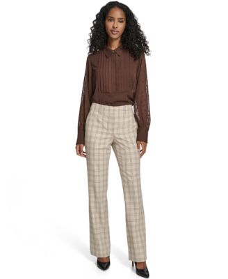 Women's Plaid Bootcut Trousers