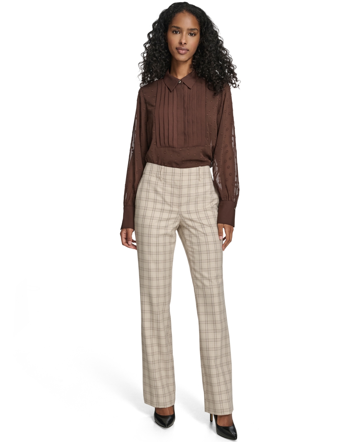 Tommy Hilfiger Women's Plaid Bootcut Trousers In Gray