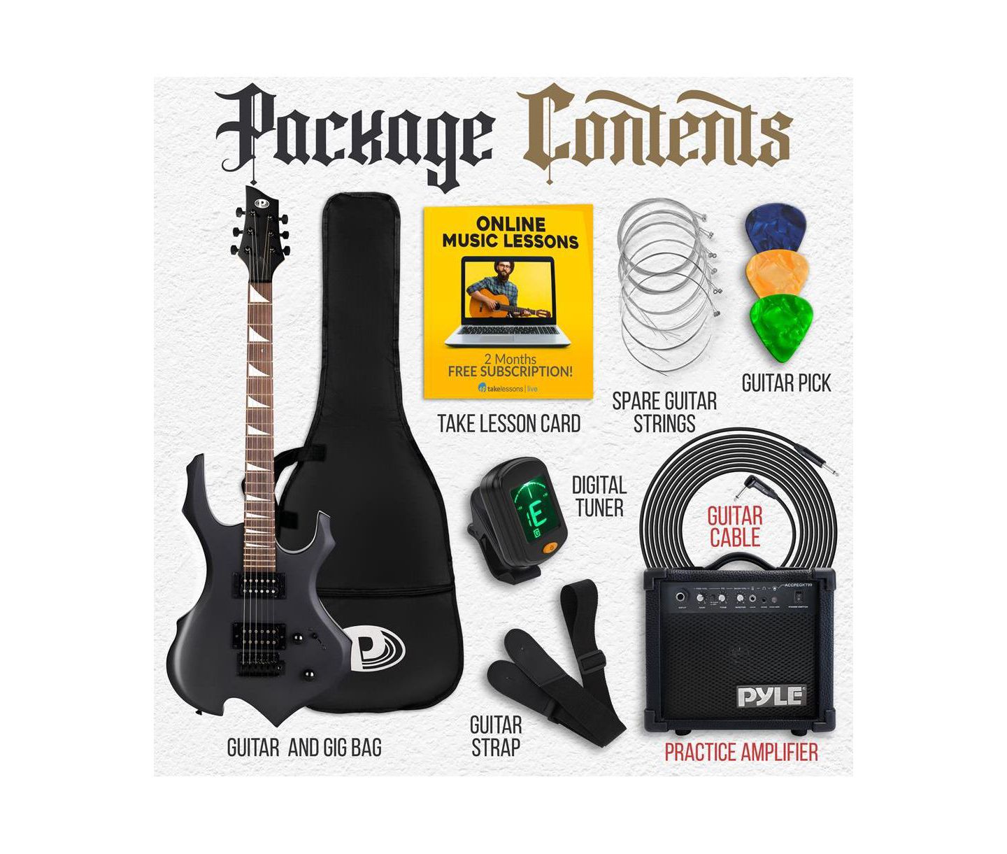 Детские игрушки Pyle Heavy Series EG Fire Full-Size Electric Guitar and Amplifier Kit, Ages 14+ — фото 6