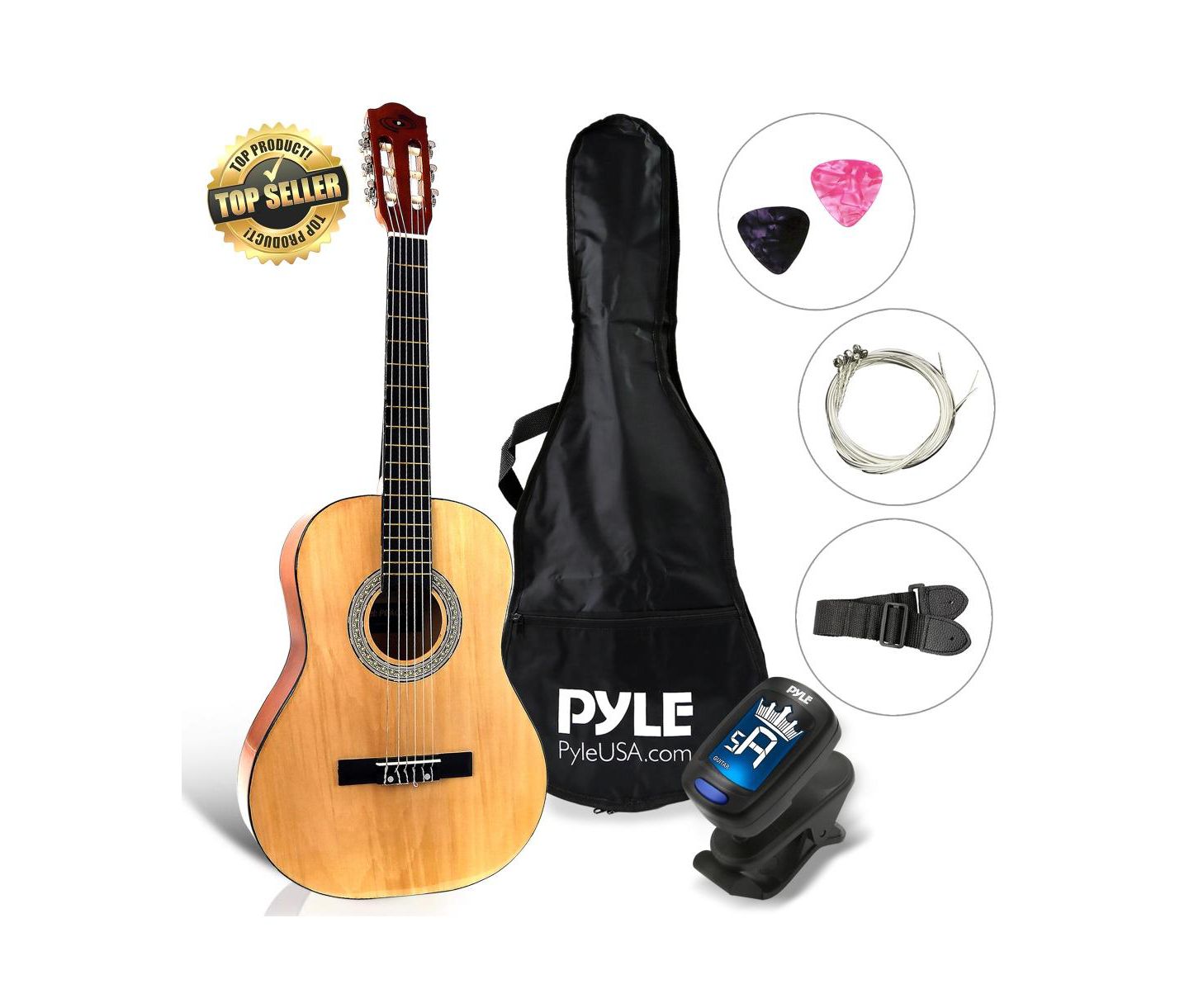 Детские игрушки Pyle 3/4 Scale Classic Guitar Kit with Digital Tuner, Ages 8-13 — фото 1
