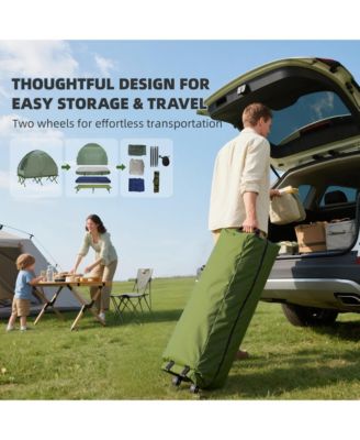 2 Person Foldable Camping Cot with Tent, Bedspread, Air Mattress