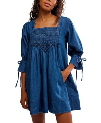 free people susie denim mini dress FREE PEOPLE Susie Denim Mini Dress