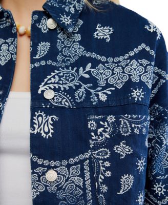 Women's Opal Swing Printed Denim Button-Front Jacket