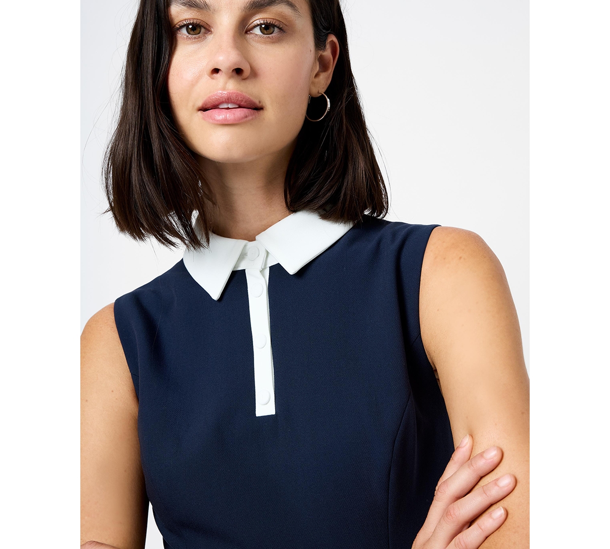 French Connection Azra Twill Sleeveless Dress In Blue