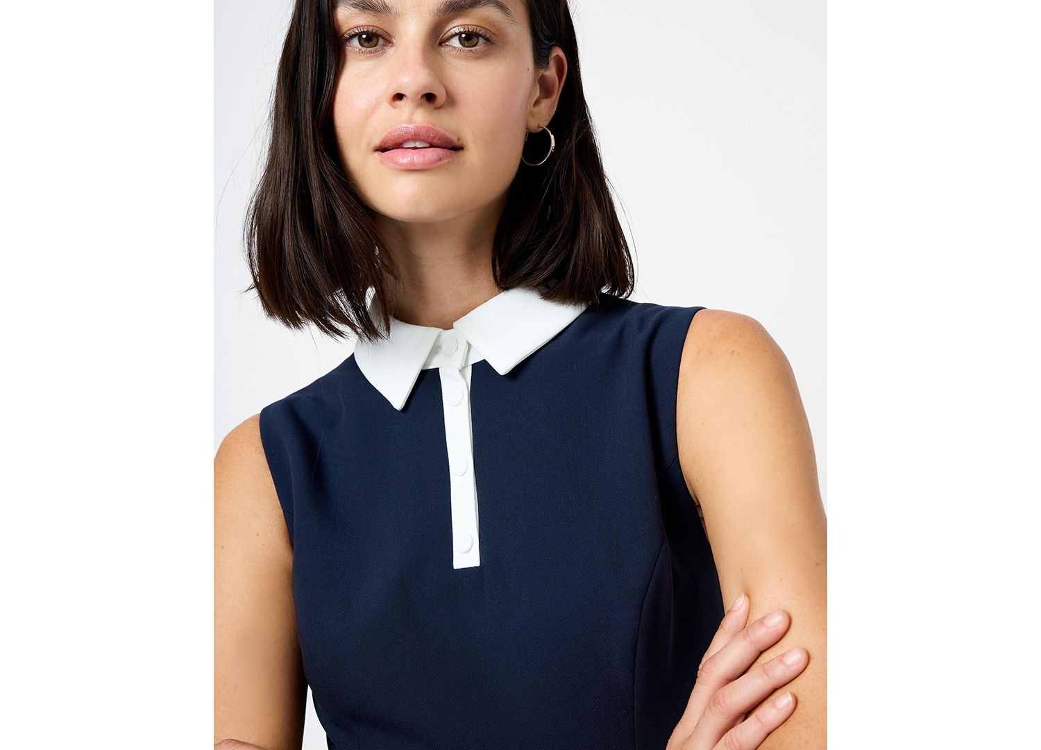 Women's Sleeveless Collared Mini Dress