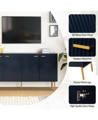 Contemporary 4-Door Sideboard with Adjustable Shelves and Legs, 63" Wide