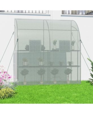 Walk-In Portable Greenhouse with Two Zipper Doors, 6.3ft x 3.3ft x 7.2ft