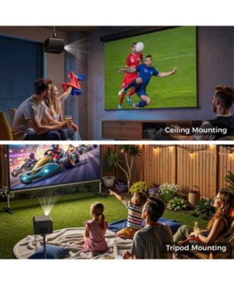 Poseidon E100 4K Projector with DLP Tech, 1800 ANSI Projector with WiFi and Bluetooth, 300'' Home Theater with Active 3D & 120% DCI-P3