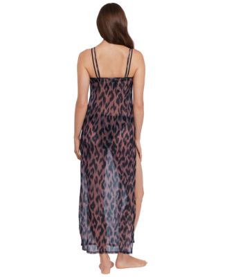 Women's Mesh Cowl Neck Maxi Swim Dress