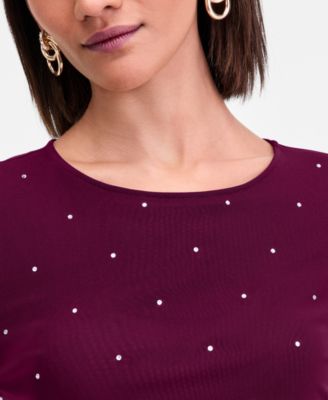 Women's Crystal Mesh Long-Sleeve Top