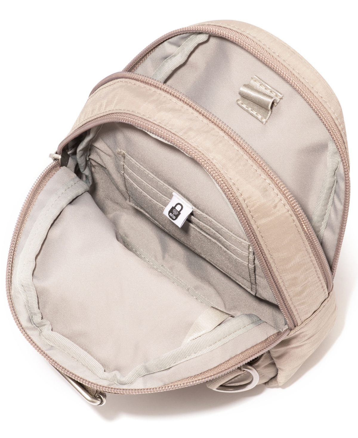 Baggallini Mini Double Zip Sling Bag In Brown