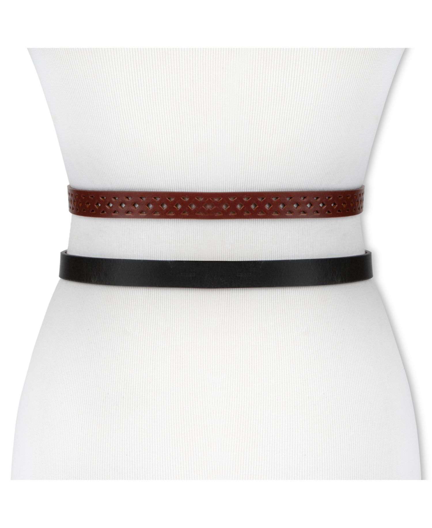 Women's 2-Pack Perforated and Reversible Skinny Casual Belt Set