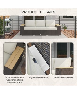 3-Seater Outdoor Sofa w/ Thick Cushions, Patio Couch,