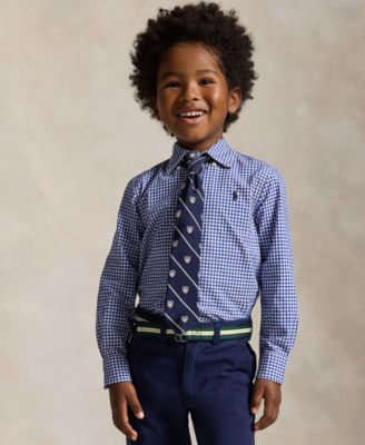 2T-7 Boys' Gingham Cotton Poplin Shirt