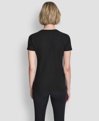 Women's Triple Rhinestone Foil Logo Crewneck Baby T-Shirt