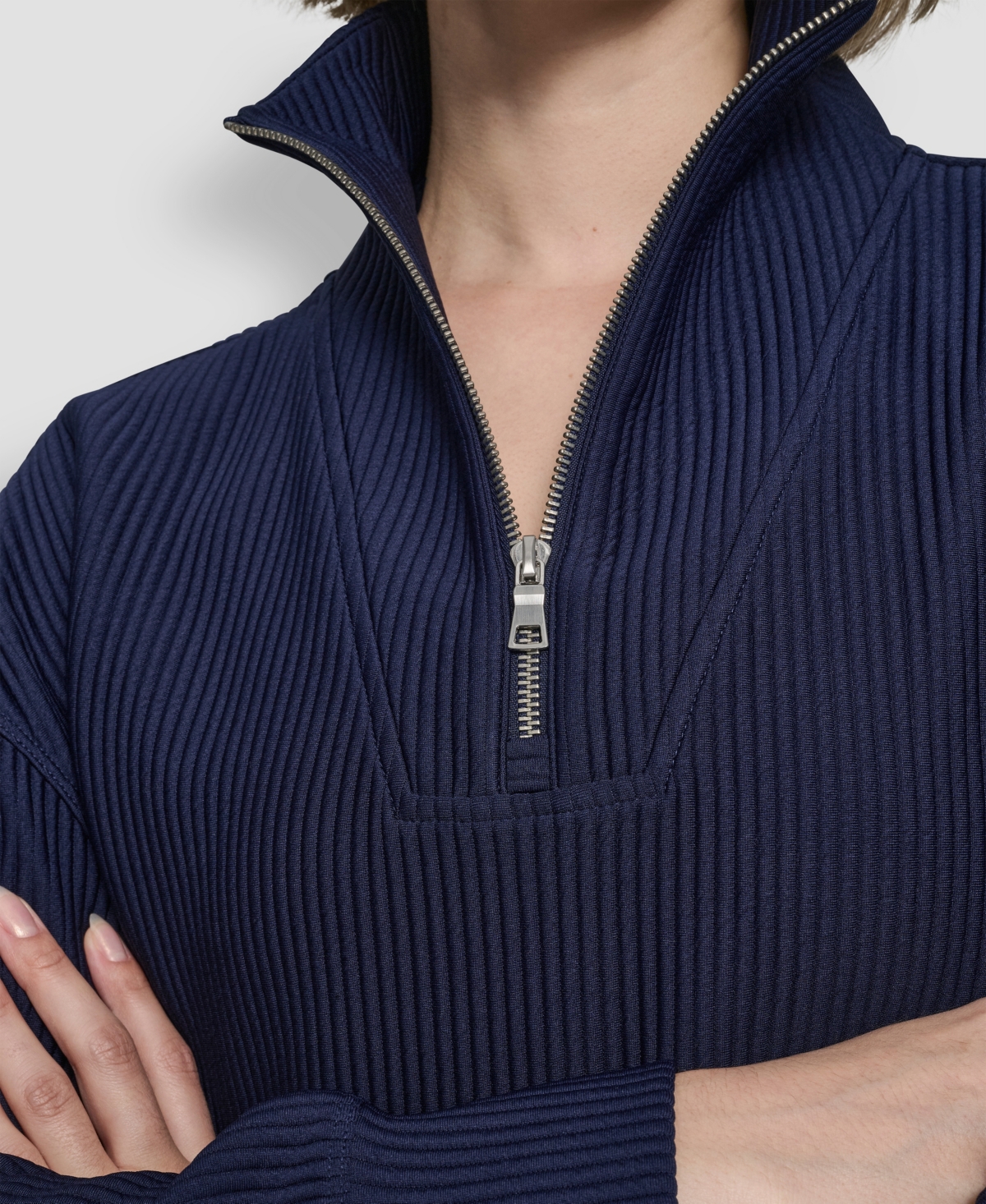 Dkny Women's Tech Ottoman Mock Neck Half-Zip Top