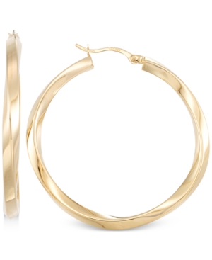 image of Polished Twist Hoop Earrings in 14k Gold Over Silver or 14k White Gold Over Silver
